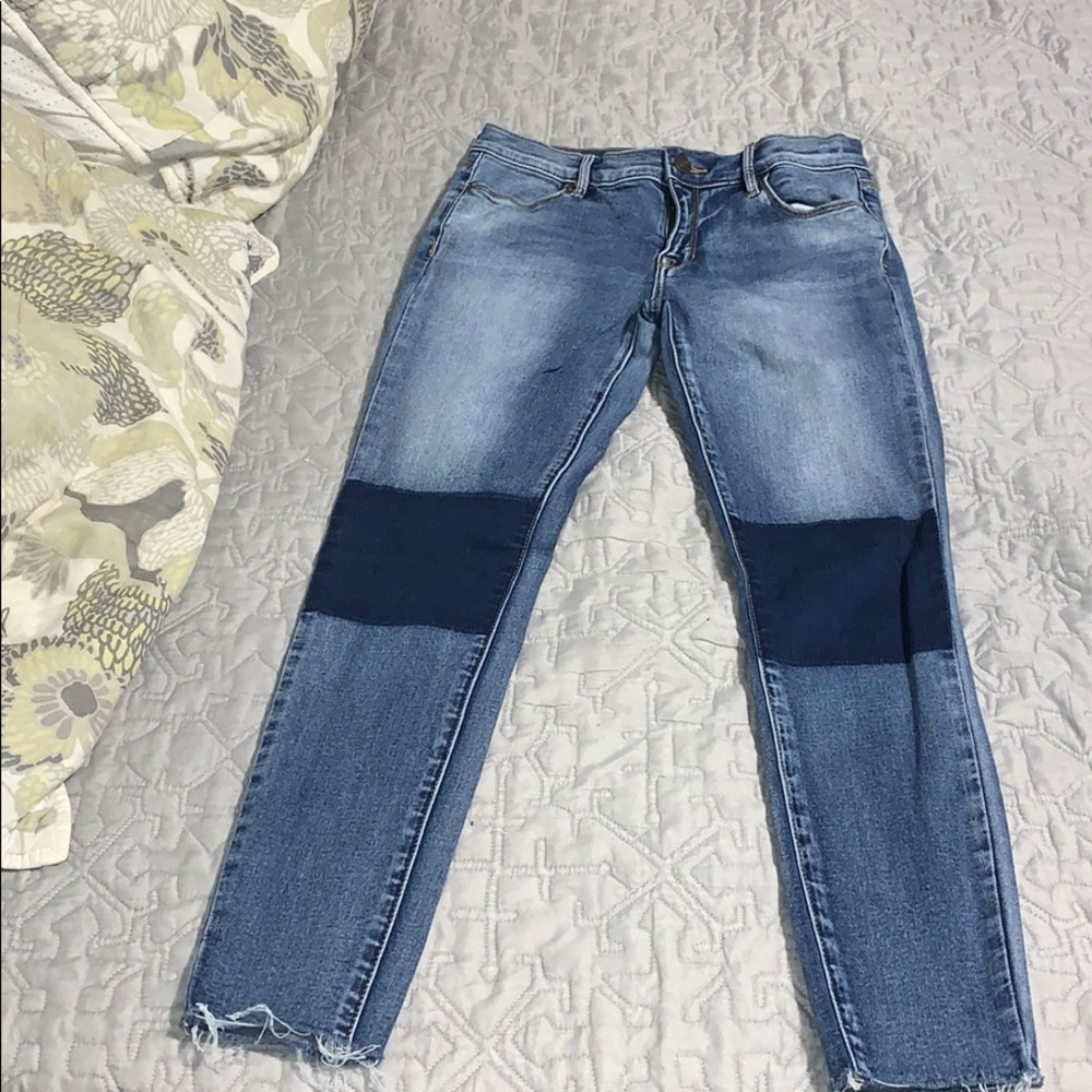 Pacsun Skinny Acid Wash Jeans With Frayed Bottom